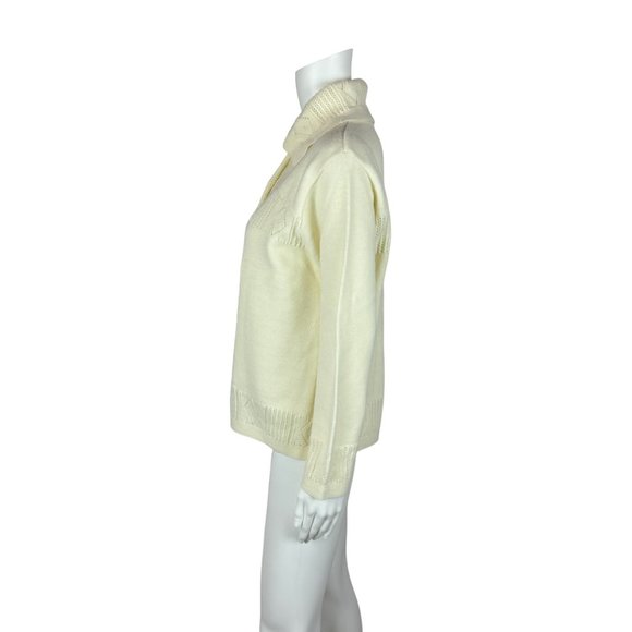 Vintage 60s Cream Cardigan Diamond Shapes Wintuk Sweater - Picture 8 of 10